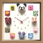 時計 ディスプレイ クロック アニマル クロック フェルト 3 掛け時計 ウォールクロック インテリア 壁掛け ギフト プレゼント 新築祝い おしゃれ かわいい 動物 カラフル 子ども部屋 Mサイズ