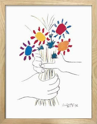 名画アートフレーム 花束を持つ手 パブロ ピカソ Pablo Picasso 絵画や壁掛け販売 日本唯一の風景専門店 R あゆわら