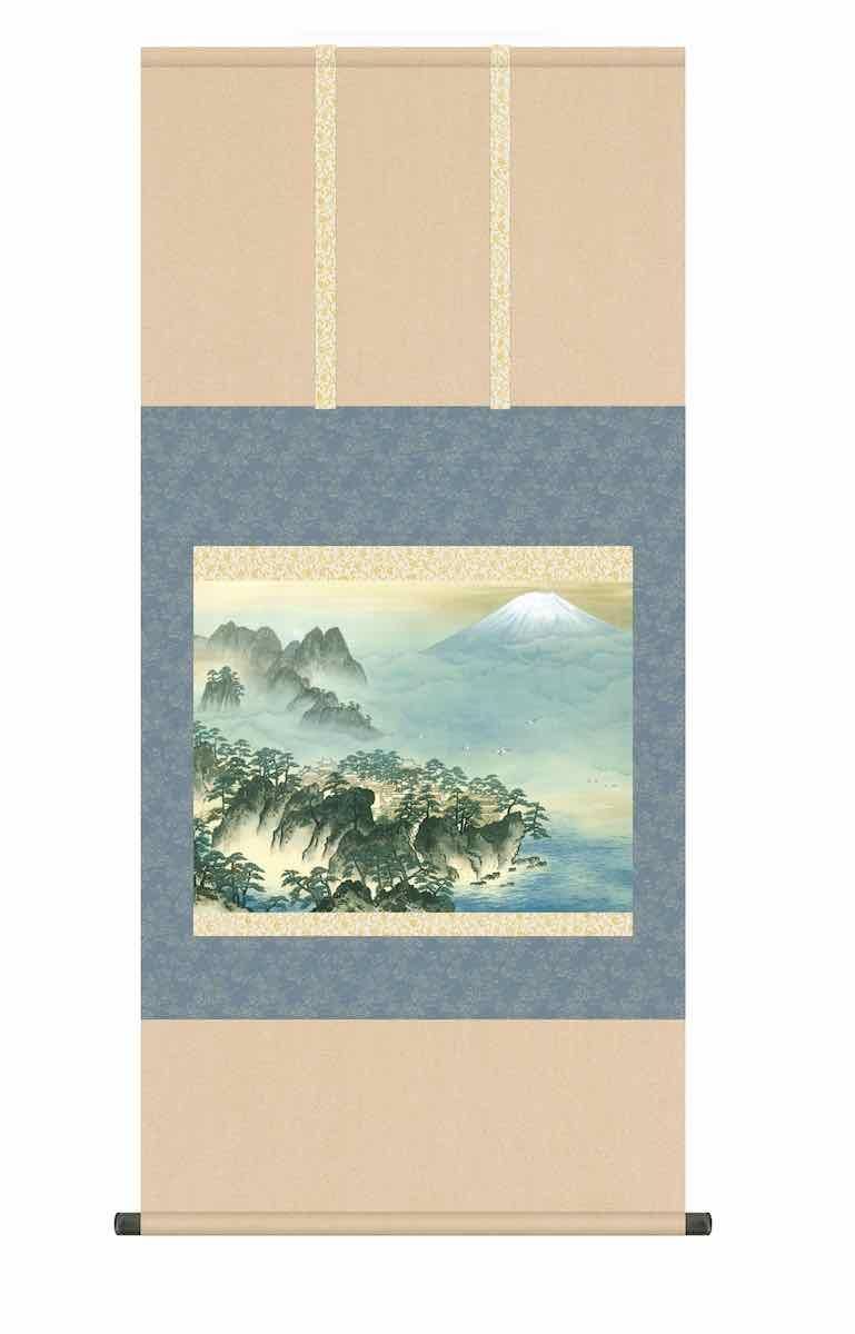 10年保証 掛け軸 名画複製画 蓬莱山 横山 大観 尺五 桐箱付き
