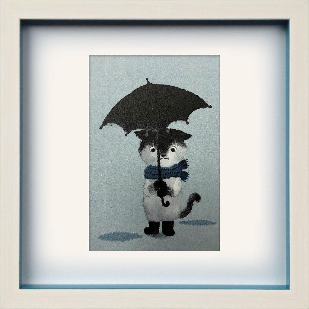 《絵画》ゆうパケット 猫 冬の雨 菜生(nao) スクエアフレーム