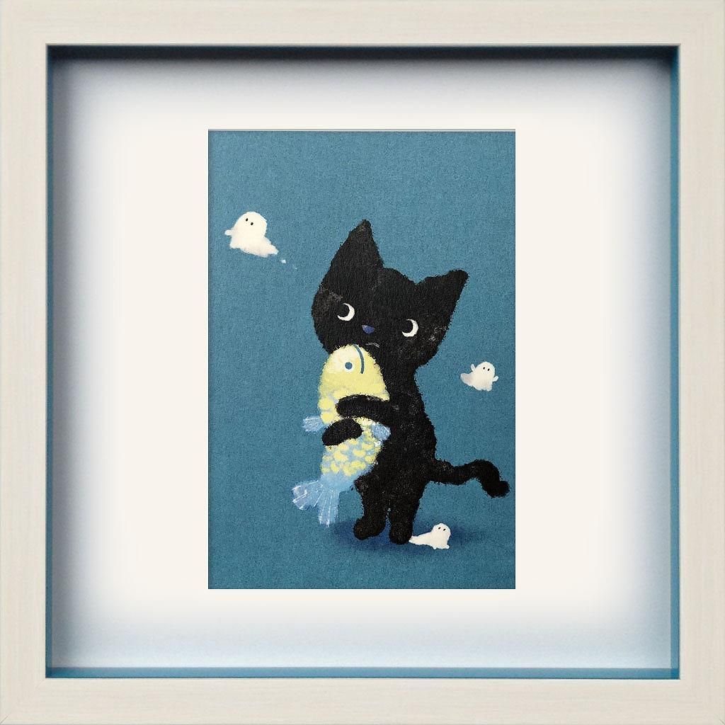 《絵画》ゆうパケット 猫 だれかいるの? 菜生(nao) スクエアフレーム