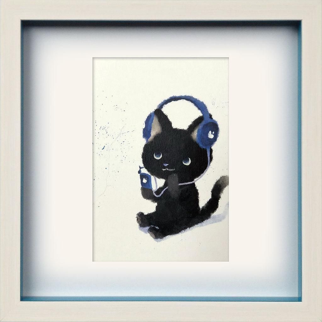 《絵画》ゆうパケット 猫 ♪(おんぷ) 菜生(nao) スクエアフレーム