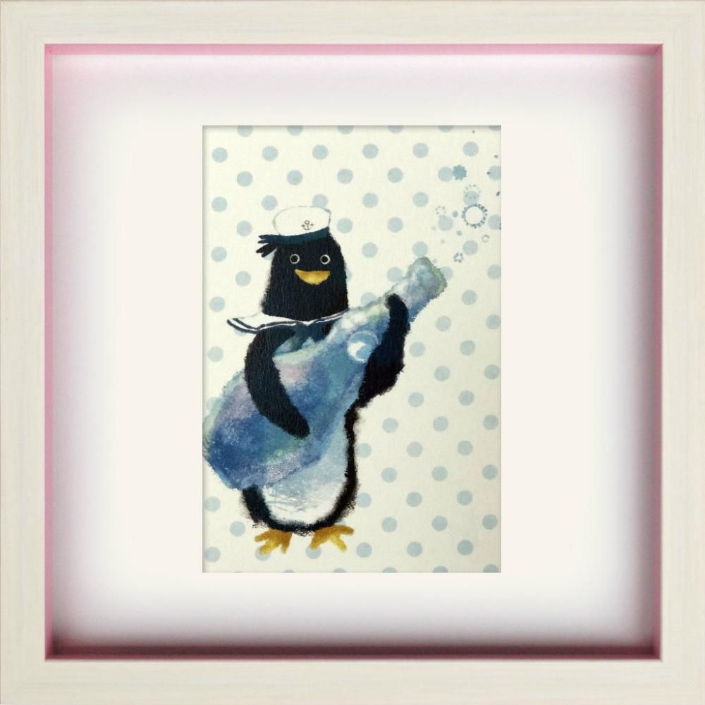 《絵画》ゆうパケット ペンギン 夏のシュワシュワ 菜生(nao) スクエアフレーム