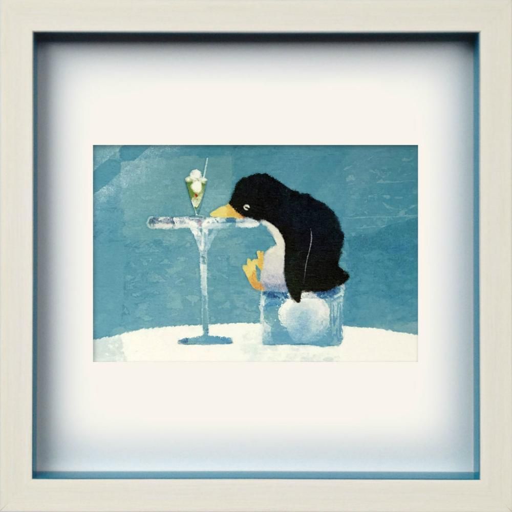 《絵画》ゆうパケット ペンギン あぁひんやり 菜生(nao) スクエアフレーム