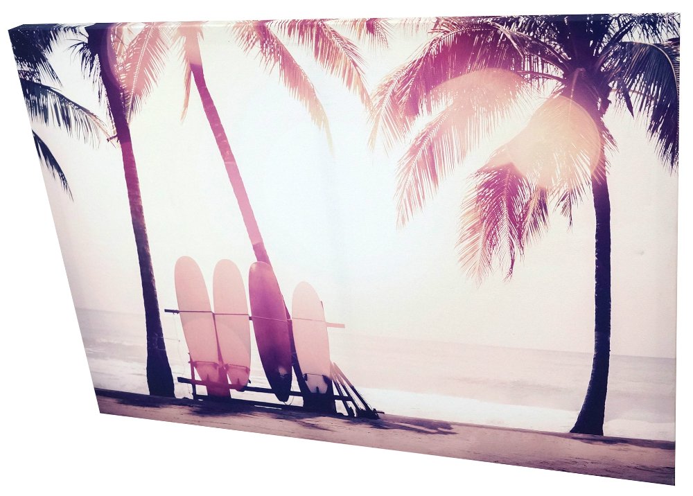 《キャンバスアート》サーフボードとヤシの木(Surfboard and palm tree) カリーノ(Carino) 700x500mm