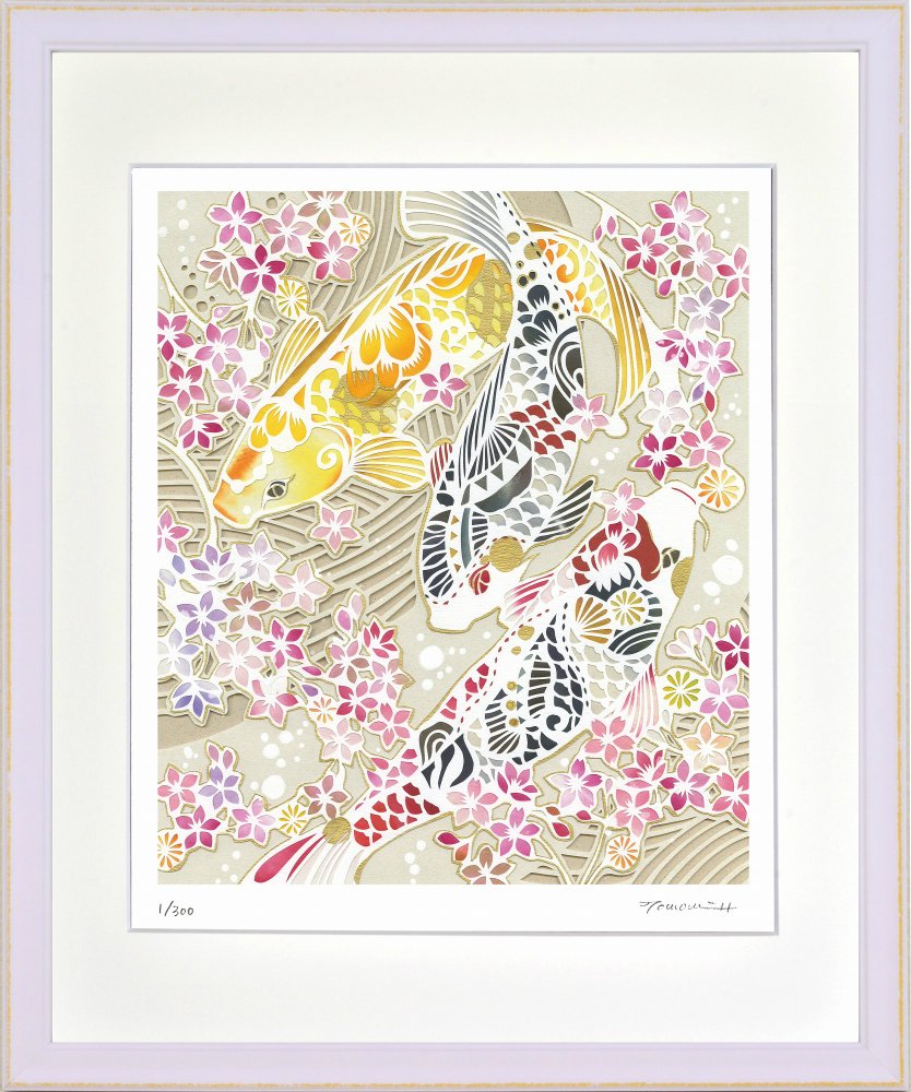 絵画》鯉と桜の池 平石智美 - 絵画や壁掛け販売｜日本唯一の風景専門店 