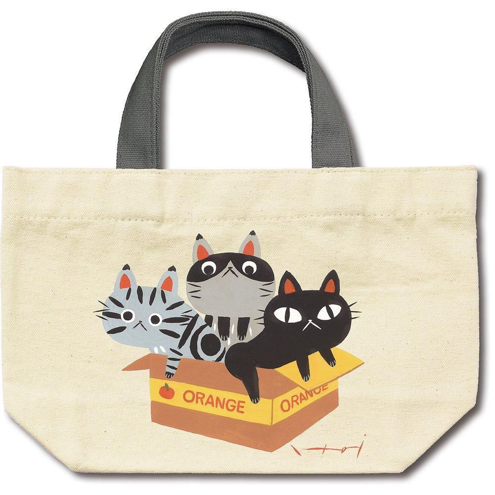 バッグ 糸井忠晴 コットン ランチバッグ「箱ねこ」 ゆうパケット 弁当袋 猫 イラスト かわいい かばん 手提げ プレゼント ギフト 弁当入れ ミニバッグ おでかけ アニマル 動物 布製 贈り物