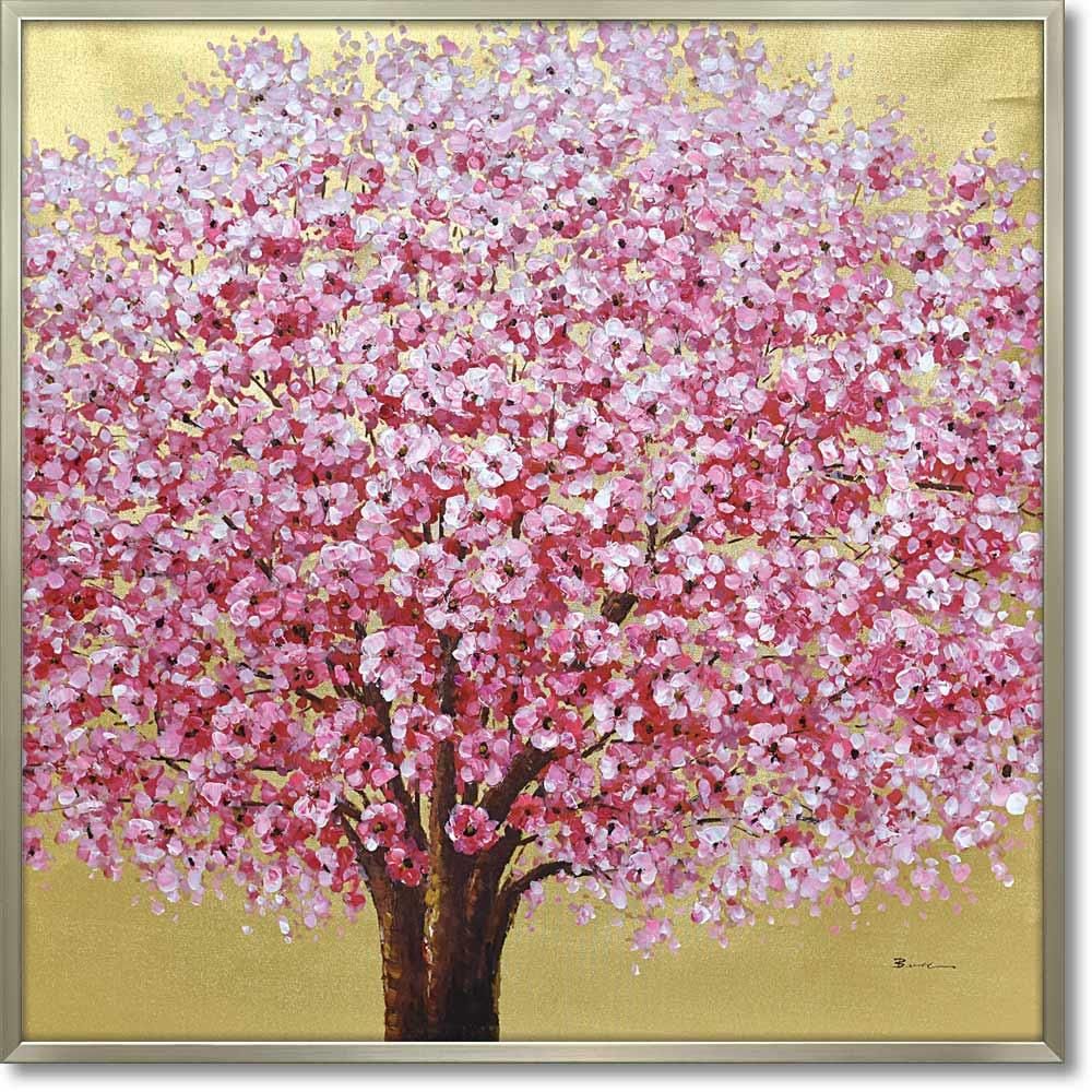 絵画 オイル ペイント アート「ゴールデン サクラ」5Lサイズ 桜 油絵 