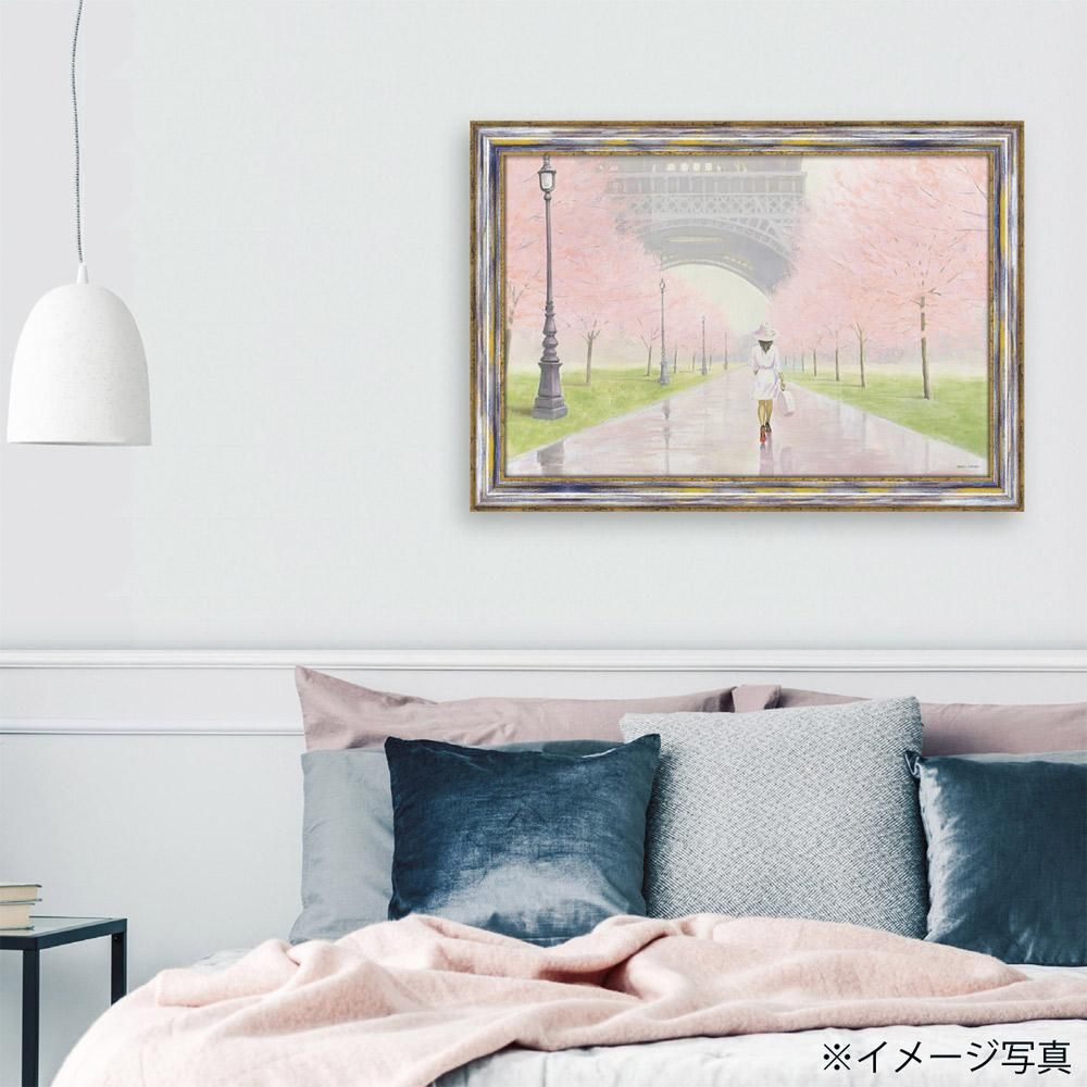 絵画 マルコ ファビアノ「プランタン パリ1」 5Lサイズ アートフレーム 巣ごもり リビング 玄関 インテリア 壁掛け 額付き 額入り 額装込 プレゼント 花 公園 ギフト 御祝 模様替え 風景画