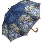 傘 名画木製ジャンプ傘（ルノワール「大きな花瓶」） おしゃれ レディース 長傘 レイングッズ 雨の日 おでかけ 雨 雨傘 ワンタッチ 58cm 大きめ