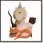 絵画 ベッキー ソーンズ「ピクニック キャット1」 壁掛け 額入り かわいい 猫の絵 おしゃれ アートフレーム インテリア リビング 玄関 トイレ 部屋に飾る 絵 癒し 御祝 ギフト