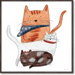 絵画 ベッキー ソーンズ「プレイフル キャット2」 壁掛け 額入り かわいい 猫の絵 おしゃれ アートフレーム インテリア リビング 玄関 トイレ 部屋に飾る 絵 癒し 御祝 ギフト