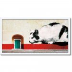 絵画 マスターファンク コレクション「ウェイティング フォー ユー」 壁掛け 額入り カラフル 猫 かわいい 動物 おしゃれ リビング 玄関 部屋に飾る絵 ギフト プレゼント 壁飾り ストリートアート