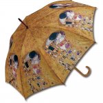 傘 名画木製ジャンプ傘(クリムト「ザ・キス」) おしゃれ レディース レイングッズ 雨の日 長傘 おでかけ 雨 雨傘 ワンタッチ 58cm 大きめ