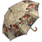 傘 名画木製ジャンプ傘（クリムト「抱擁」） おしゃれ レディース レイングッズ 雨の日 長傘 おでかけ 雨 雨傘 ワンタッチ 58cm 大きめ