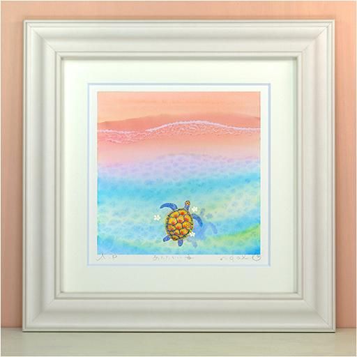 《絵画 水彩画》あたたかい海〔栗乃木ハルミ くりのきはるみ 〕
