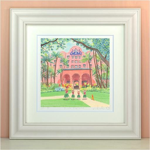 《絵画 水彩画》pink palace〔栗乃木ハルミ くりのきはるみ 〕ピンクパレス