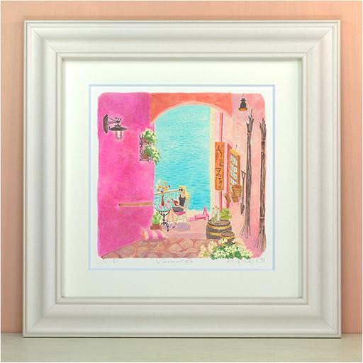 《絵画 水彩画》vacances〔栗乃木ハルミ くりのきはるみ 〕バカンス