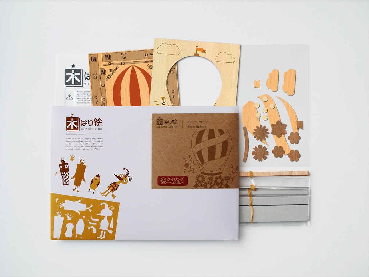 本格木工細工 木はり絵手作りキット「フラワーバルーン」 パーツカット済み ビギナーレベル ゆうパケット 額なし 絵画 アート