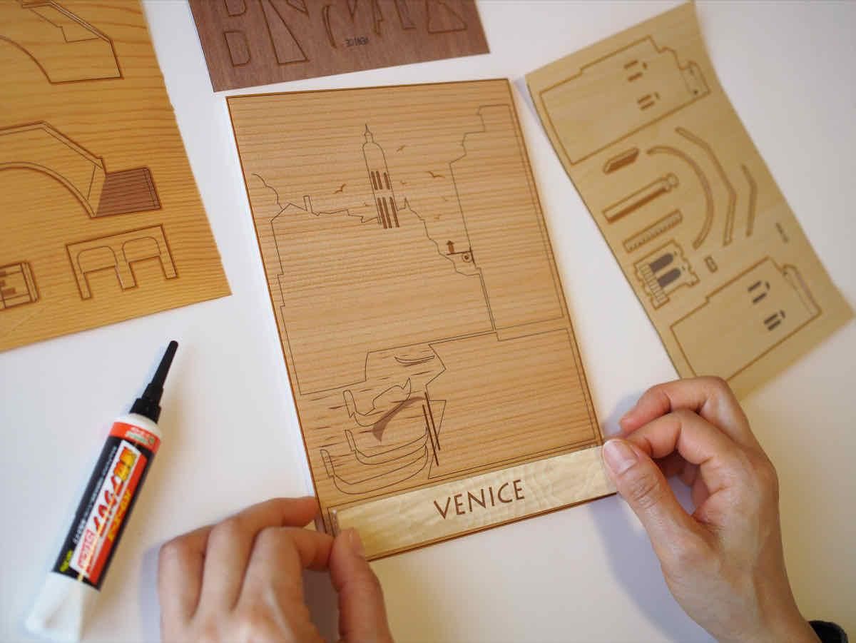 本格木工細工 木はり絵手作りキット「ヴェネツィア」 ミディアムレベル ゆうパケット 額なし 絵画 アート
