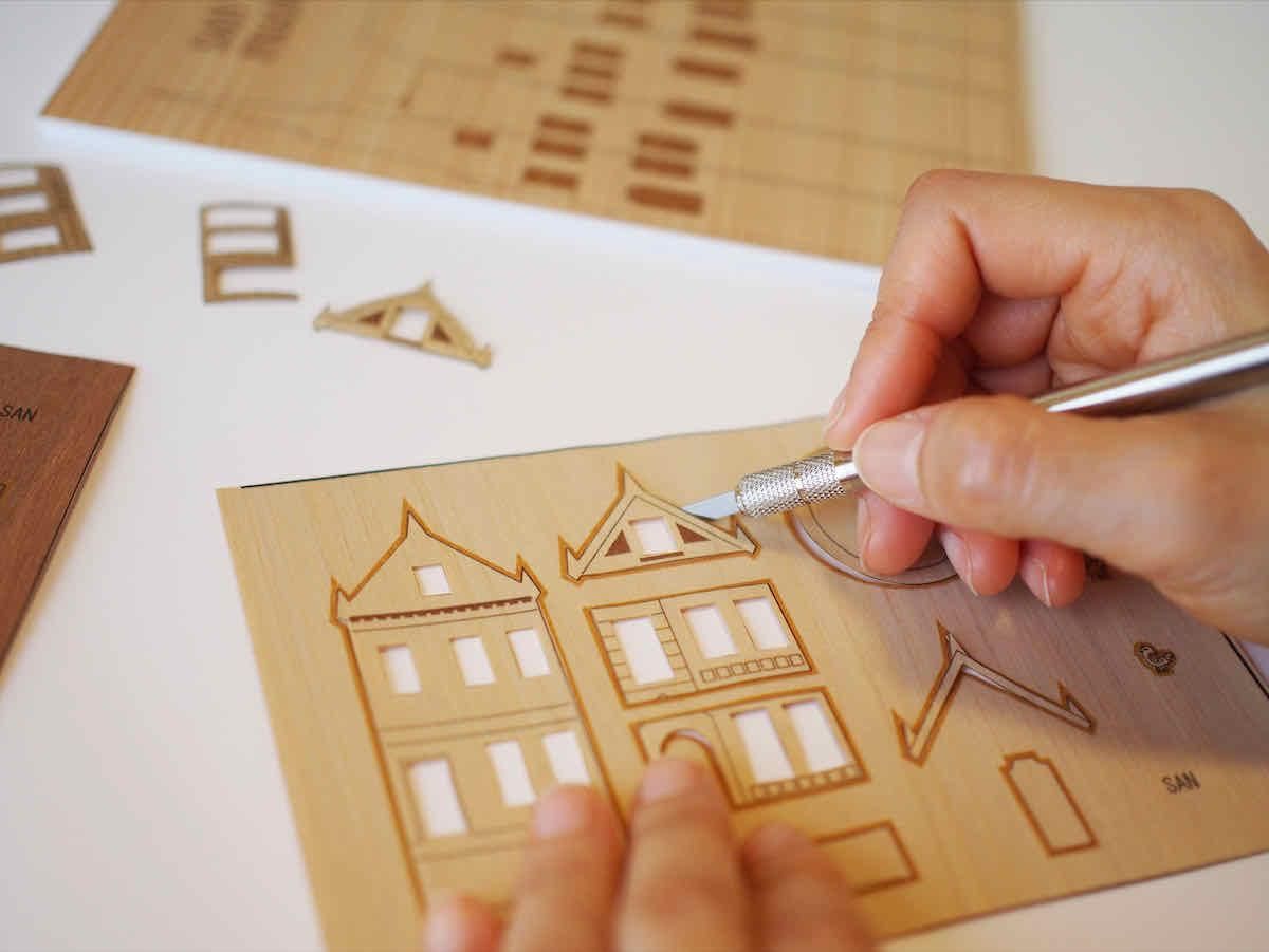 本格木工細工 木はり絵手作りキット「サンフランシスコ」 ミディアムレベル ゆうパケット 額なし 絵画 アート