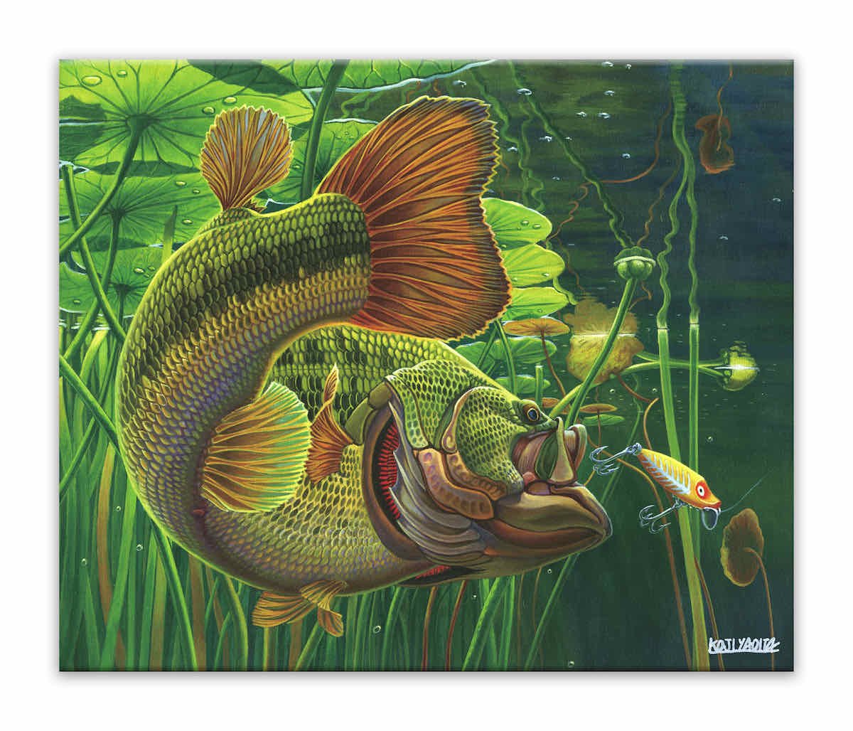 キャンバスアート 八百板浩司 直筆サイン入り ブラックバス2 ゆうパケット Sサイズ 魚 釣り 絵画 - 絵画や壁掛け 販売｜日本唯一の風景専門店(R)あゆわら