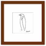 名画 ラインアート パブロ・ピカソ 署名入り Le Pingouin ペンギン ブラウンフレーム Mサイズ 