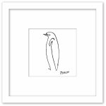 名画 ラインアート パブロ・ピカソ 署名入り Le Pingouin ペンギン ホワイトフレーム Mサイズ 