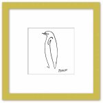 名画 ラインアート パブロ・ピカソ 署名入り Le Pingouin ペンギン ナチュラルフレーム LLサイズ 