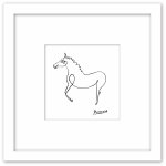 名画 ラインアート パブロ・ピカソ 署名入り Le cheval 馬 ホワイトフレーム ゆうパケット Sサイズ 