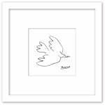 名画 ラインアート パブロ・ピカソ 署名入り 平和のハト ホワイトフレーム LLサイズ 