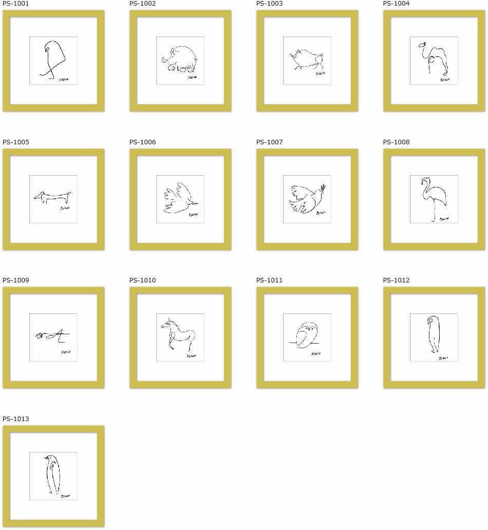 名画 ラインアート パブロ・ピカソ 署名入り プティ・コション(子ぶた) ブラックフレーム ゆうパケット Sサイズ