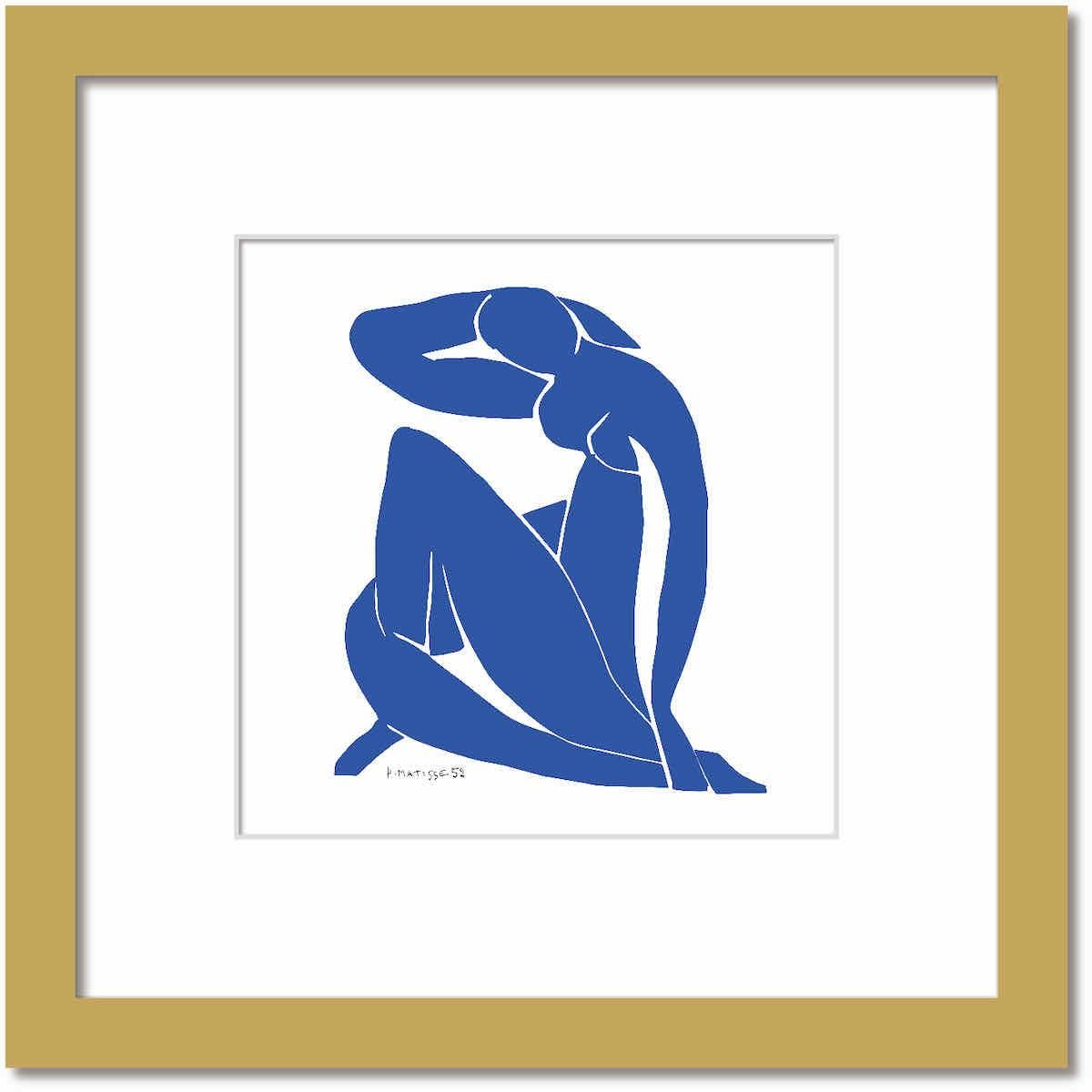 名画 シンプルアート アンリ・マティス 署名入り Nu bleu II Blue Nude2 ブルーヌード2 ナチュラルフレーム Mサイズ