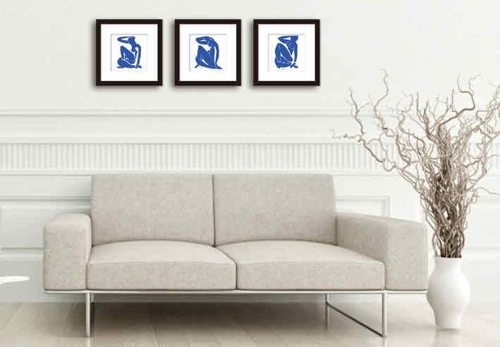 名画 シンプルアート アンリ・マティス 署名入り Nu bleu II Blue Nude2 ブルーヌード2 ナチュラルフレーム Mサイズ