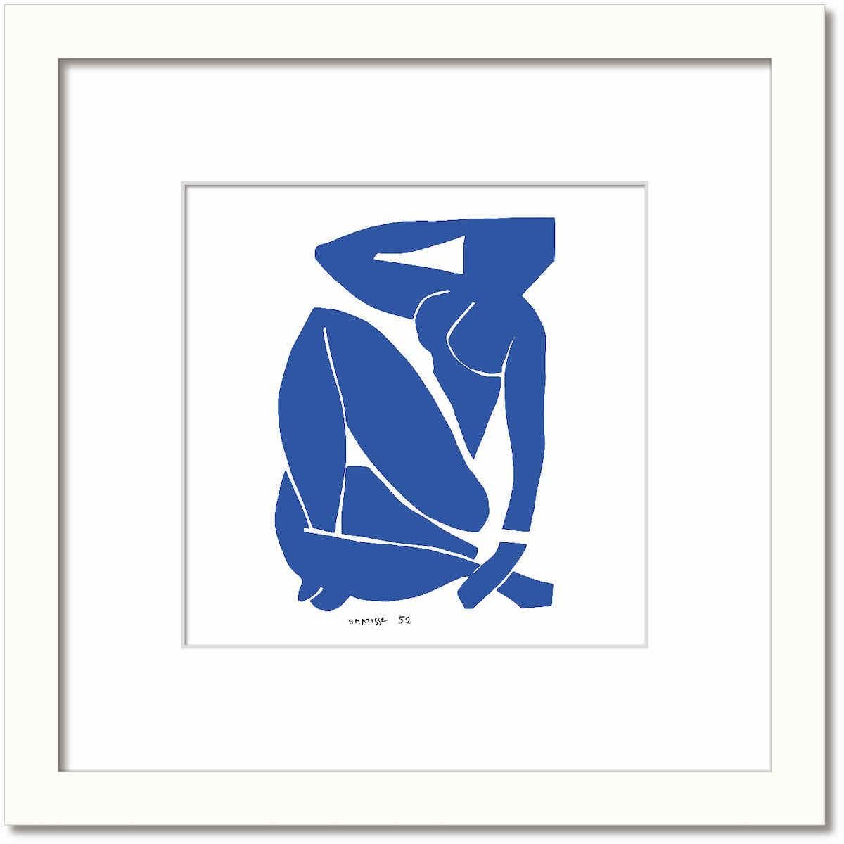 名画 シンプルアート アンリ・マティス 署名入り Nu bleu III Blue Nude3 ブルーヌード3 ホワイトフレーム ゆうパケット Sサイズ