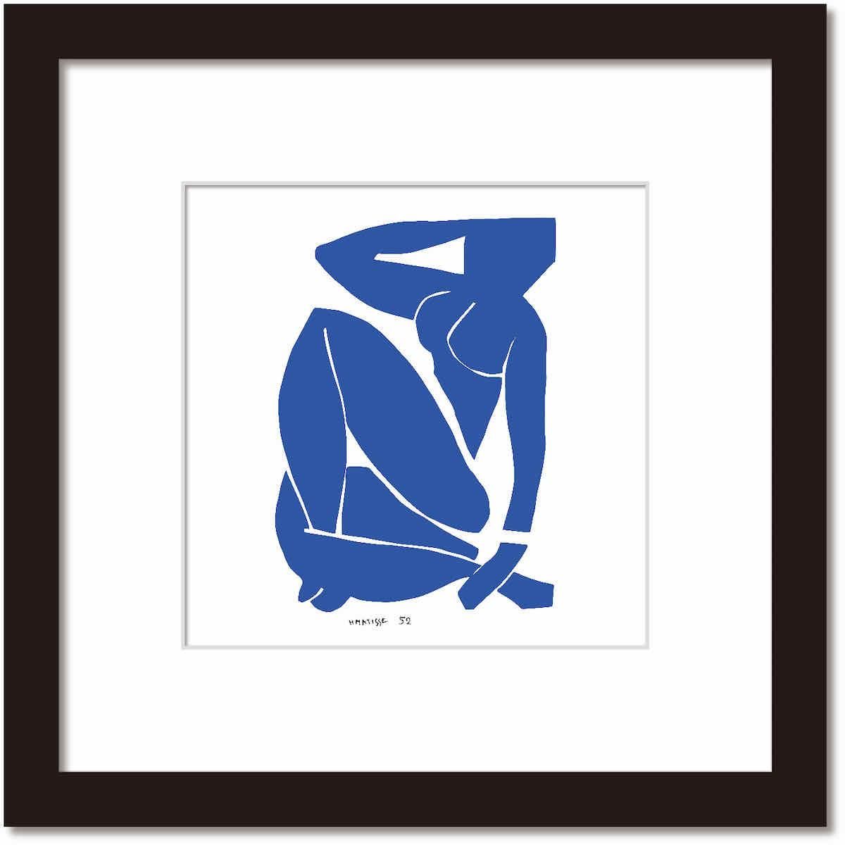 名画 シンプルアート アンリ・マティス 署名入り Nu bleu III Blue Nude3 ブルーヌード3 ブラックフレーム Mサイズ