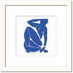 名画 シンプルアート アンリ・マティス 署名入り  Nu bleu III Blue Nude3 ブルーヌード3 ホワイトフレーム Mサイズ 