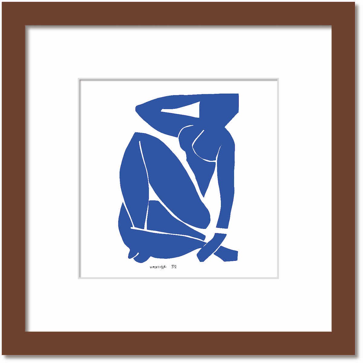 名画 シンプルアート アンリ・マティス 署名入り Nu bleu III Blue Nude3 ブルーヌード3 ブラウンフレーム Mサイズ -  絵画や壁掛け販売｜日本唯一の風景専門店(R)あゆわら