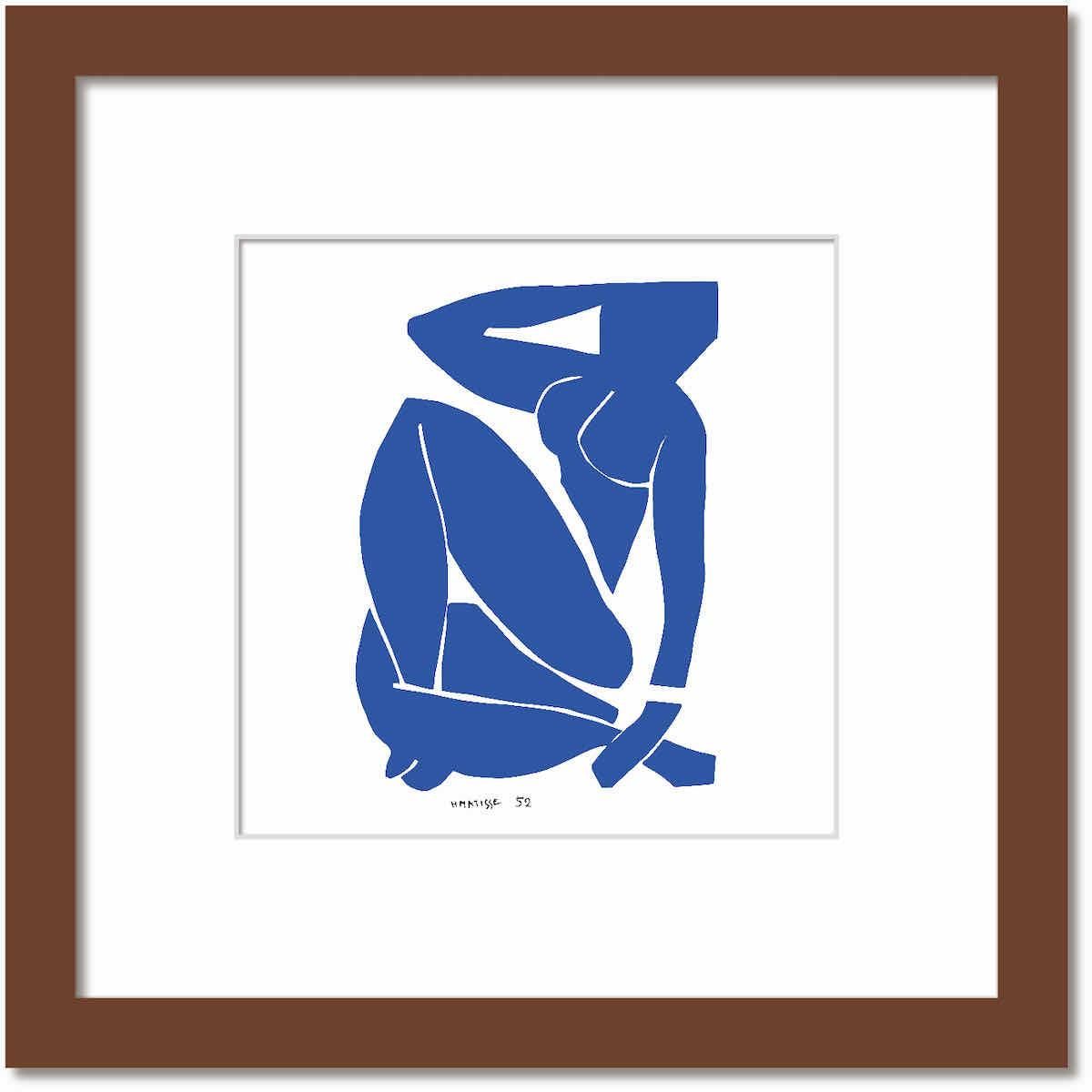 名画 シンプルアート アンリ・マティス 署名入り Nu bleu III Blue Nude3 ブルーヌード3 ブラウンフレーム LLサイズ