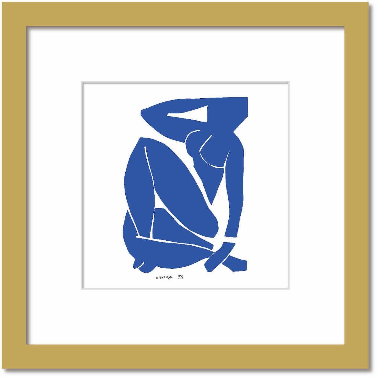 名画 シンプルアート アンリ・マティス 署名入り Nu bleu III Blue Nude3 ブルーヌード3 ナチュラルフレーム LLサイズ