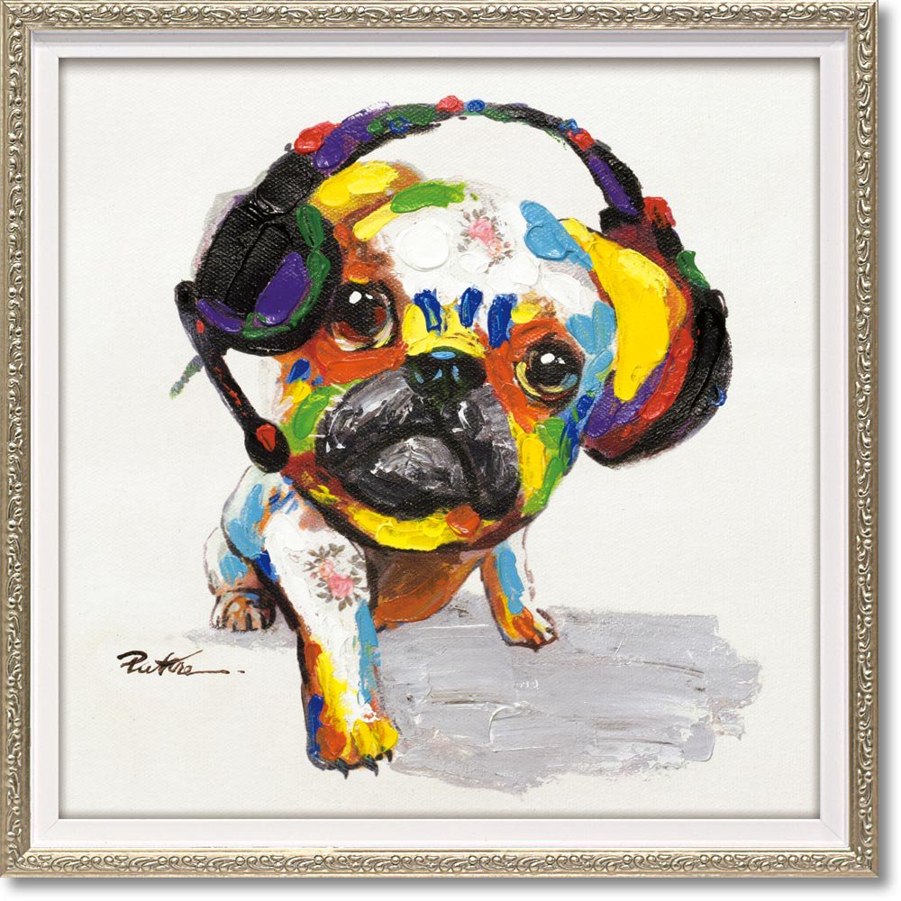 絵画 オイル ペイント アート「B dog(Sサイズ)」 油絵 インテリア