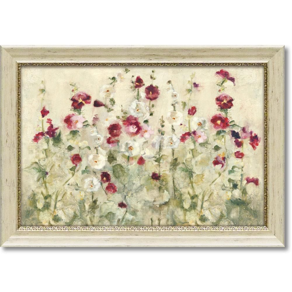 絵画 シェリー ブラム「ホリホック ロウ クール」 インテリア 花 フラワー 壁掛け ギフト アートフレーム 絵 飾る 額付き 癒し リビング 玄関 額入り 額装込 プレゼント 御祝 模様替え