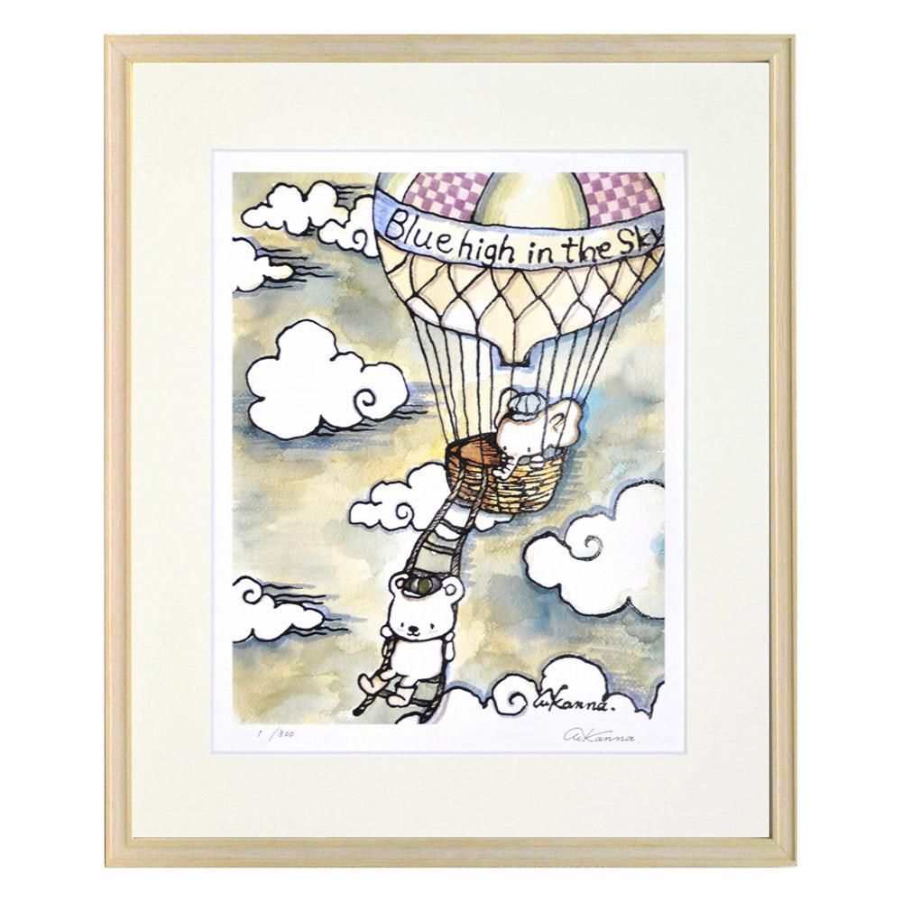 絵画 お空の散歩 KANNA インテリア 動物 絵 おしゃれ 壁掛け ギフト リビング 玄関 子供部屋 飾る かわいい アート プレゼント アートフレーム 癒し 壁飾り 額装済 フレーム付 贈り物