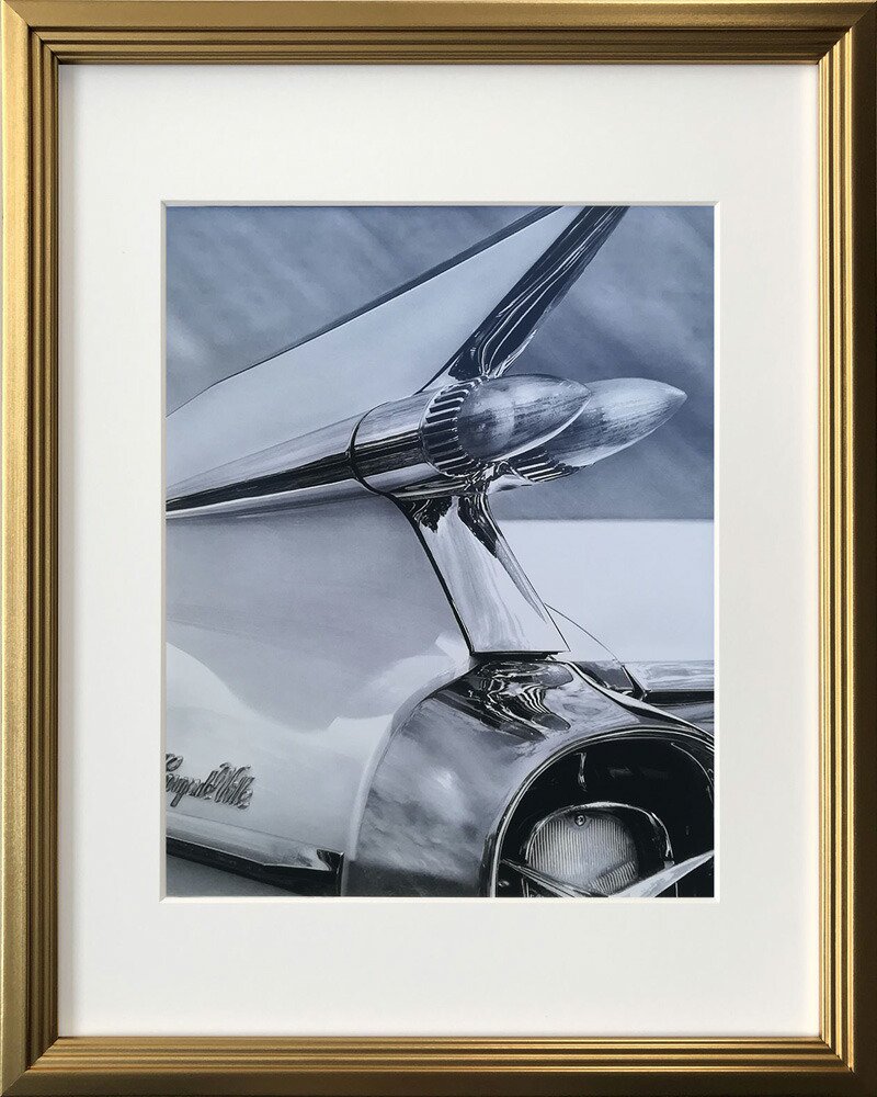 絵画 リチャード ジェームス White Cadillac インテリア クラシックカー アート リビング 玄関 廊下 壁飾り 額付き モノクロ クール ギフト プレゼント おしゃれ 部屋に飾る