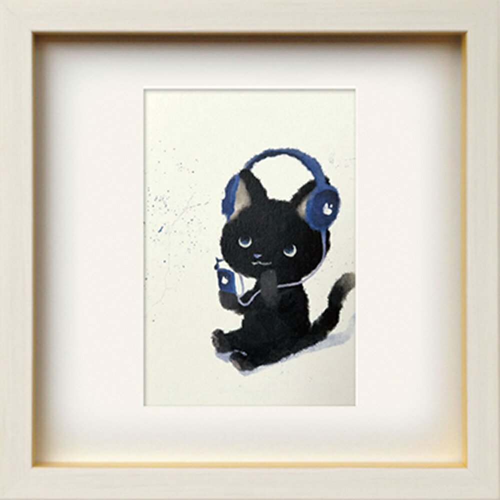 本日特価】 アクリル画 【黒猫のおなかのなか】額縁なし 絵画 絵画 