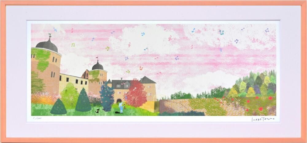 絵画 はり たつお 秋空のザバブルク城(L) 壁掛け おしゃれ インテリア かわいい 絵 風景 ギフト プレゼント 癒し部屋に飾る絵 額入り アート