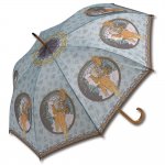 傘 名画木製ジャンプ傘（ミュシャ「ブロンド」） おしゃれ レディース 長傘 雨傘 大きめ レイングッズ 雨の日 おでかけ 雨 ワンタッチ 58cm