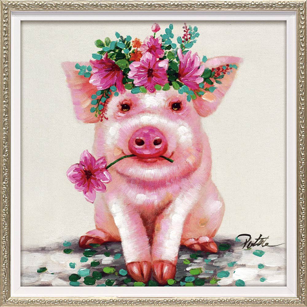 油絵 専用 頭に花をのせた豚 『晴天の秋』アクリル画 SM 風景画 絵画 原画