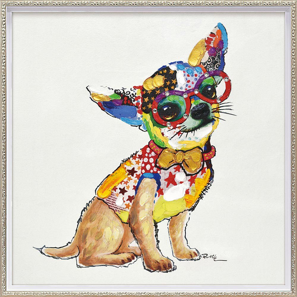 チワワ アクリル画 動物 犬 絵画 - 美術、工芸品
