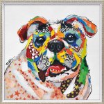 絵画 オイル ペイント アート「BOSS(Mサイズ)」 インテリア 壁掛け 犬 おしゃれ カラフル かわいい 絵 プレゼント リビング 玄関 に 飾る 額付き 動物 アート 壁飾り ギフト